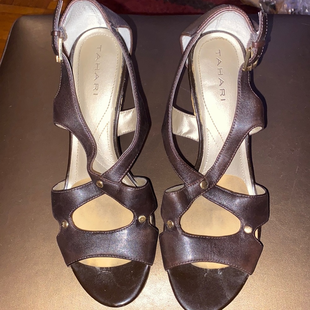 Gently used brown platform heels